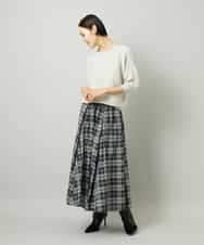FMHAD15290 MICHEL KLEIN(ミッシェルクラン) [セットアップ対応]ギャザースカート　シアーチェック柄 ブラック