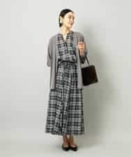 FMHAD15290 MICHEL KLEIN(ミッシェルクラン) [セットアップ対応]ギャザースカート　シアーチェック柄 ブラック