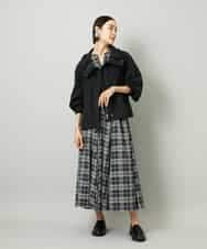 FMHAD15290 MICHEL KLEIN(ミッシェルクラン) [セットアップ対応]ギャザースカート　シアーチェック柄 ブラック