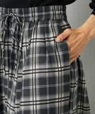 FMHAD15290 MICHEL KLEIN(ミッシェルクラン) [セットアップ対応]ギャザースカート　シアーチェック柄 ブラック