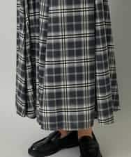 FMHAD15290 MICHEL KLEIN(ミッシェルクラン) [セットアップ対応]ギャザースカート　シアーチェック柄 ブラック