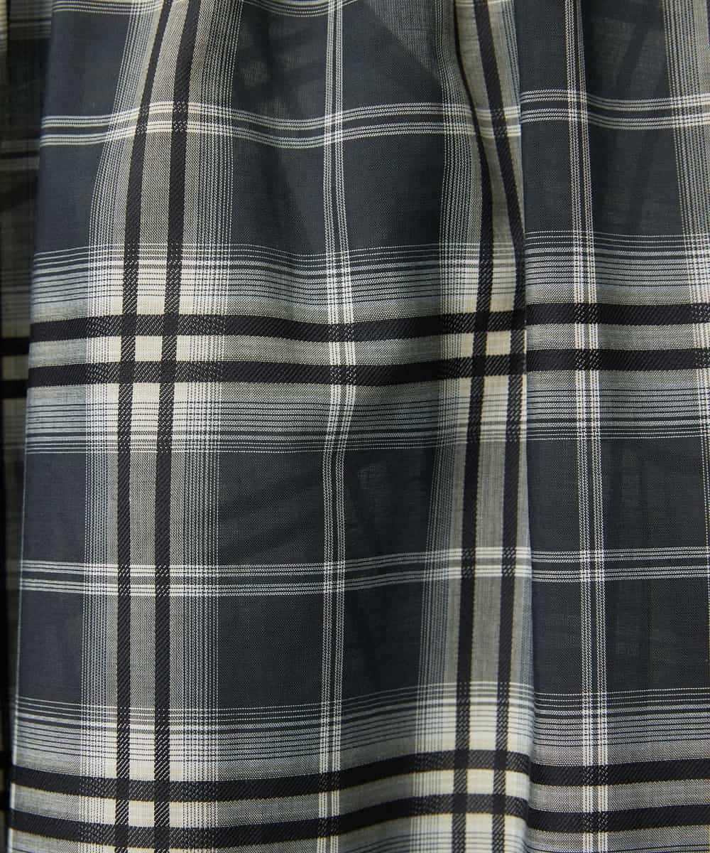 FMHAD15290 MICHEL KLEIN(ミッシェルクラン) [セットアップ対応]ギャザースカート　シアーチェック柄 ブラック