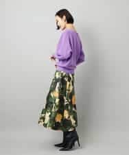 FMHAD17290 MICHEL KLEIN(ミッシェルクラン) [セットアップ対応]モダンフラワープリントタックフレアスカート　 グリーン