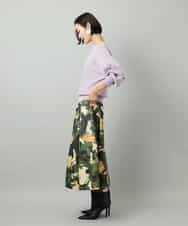 FMHAD17290 MICHEL KLEIN(ミッシェルクラン) [セットアップ対応]モダンフラワープリントタックフレアスカート　 グリーン