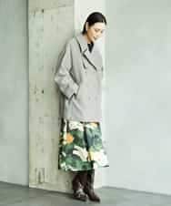 FMHAD17290 MICHEL KLEIN(ミッシェルクラン) [セットアップ対応]モダンフラワープリントタックフレアスカート　 グリーン