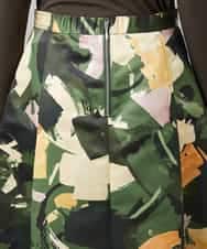 FMHAD17290 MICHEL KLEIN(ミッシェルクラン) [セットアップ対応]モダンフラワープリントタックフレアスカート　 グリーン