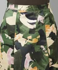 FMHAD17290 MICHEL KLEIN(ミッシェルクラン) [セットアップ対応]モダンフラワープリントタックフレアスカート　 グリーン