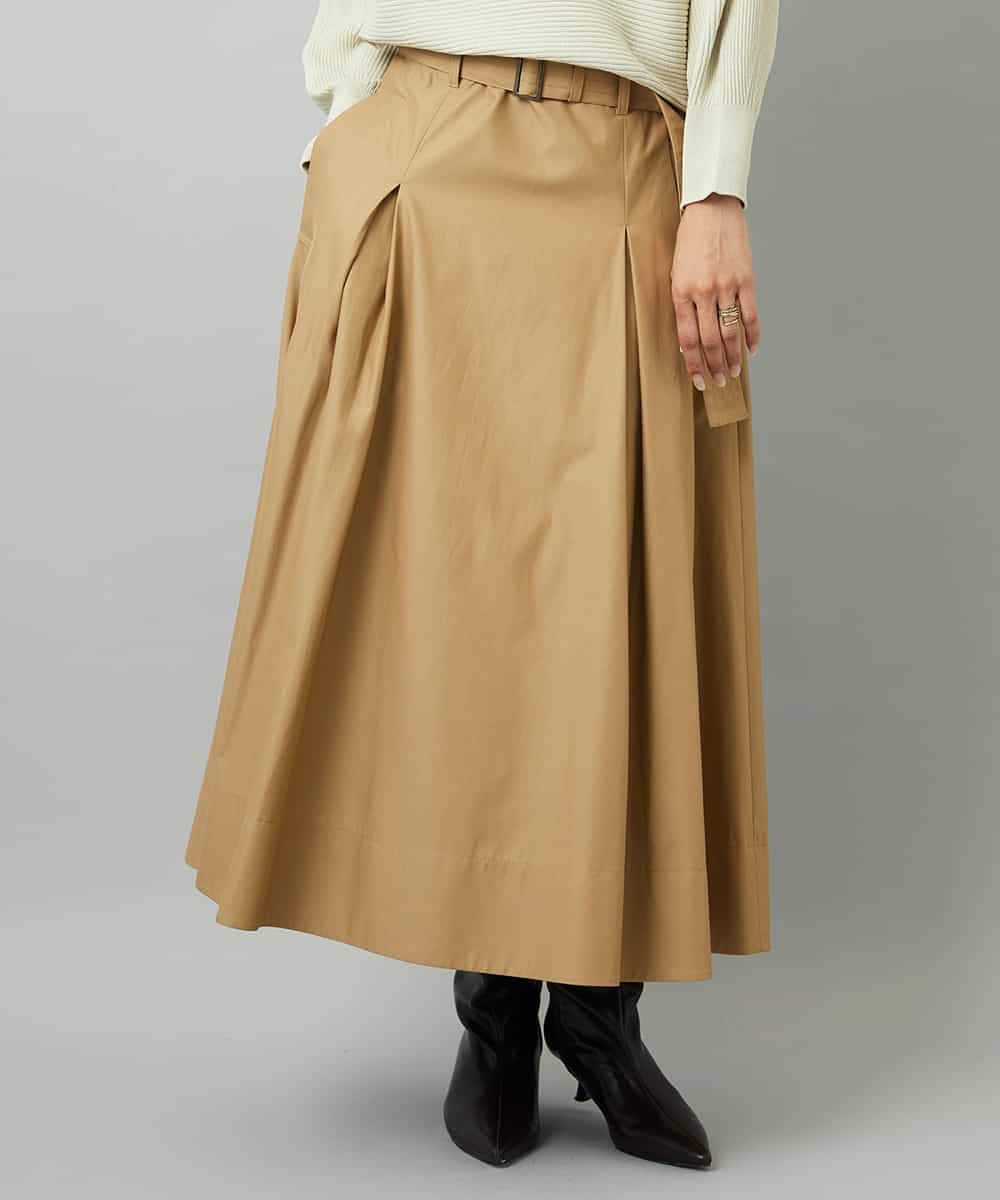 FMHAD19290 MICHEL KLEIN(ミッシェルクラン) [セットアップ対応]ミリタリータックAラインスカート ベージュ