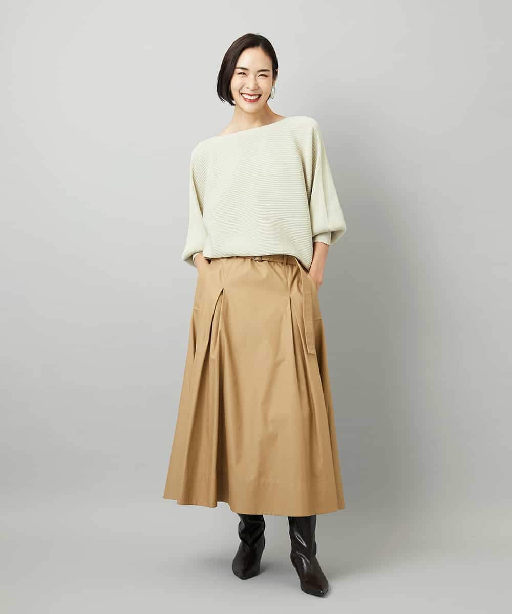 FMHAD19290 MICHEL KLEIN(ミッシェルクラン) [セットアップ対応]ミリタリータックAラインスカート ベージュ