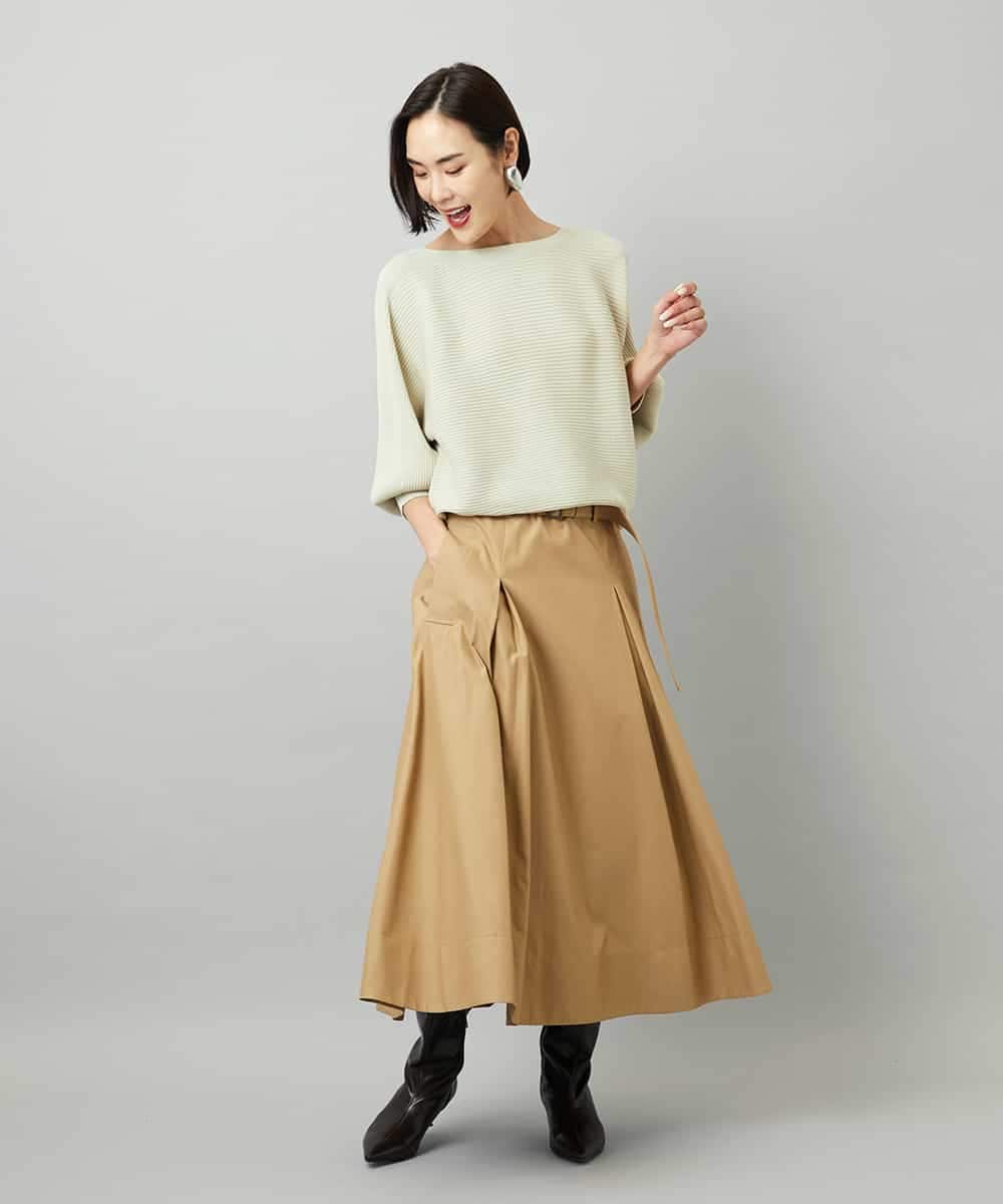 FMHAD19290 MICHEL KLEIN(ミッシェルクラン) [セットアップ対応]ミリタリータックAラインスカート ベージュ