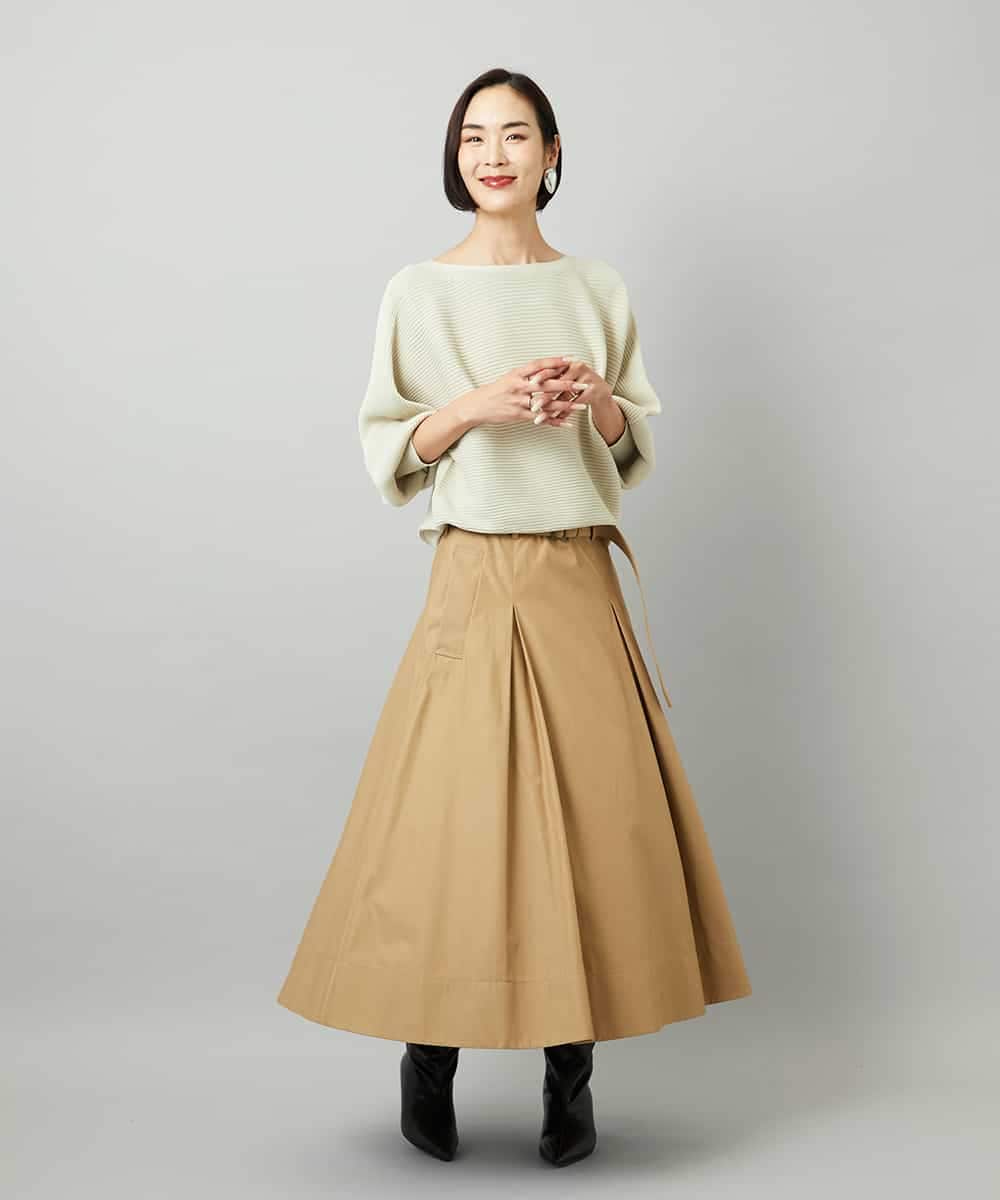 FMHAD19290 MICHEL KLEIN(ミッシェルクラン) [セットアップ対応]ミリタリータックAラインスカート ベージュ