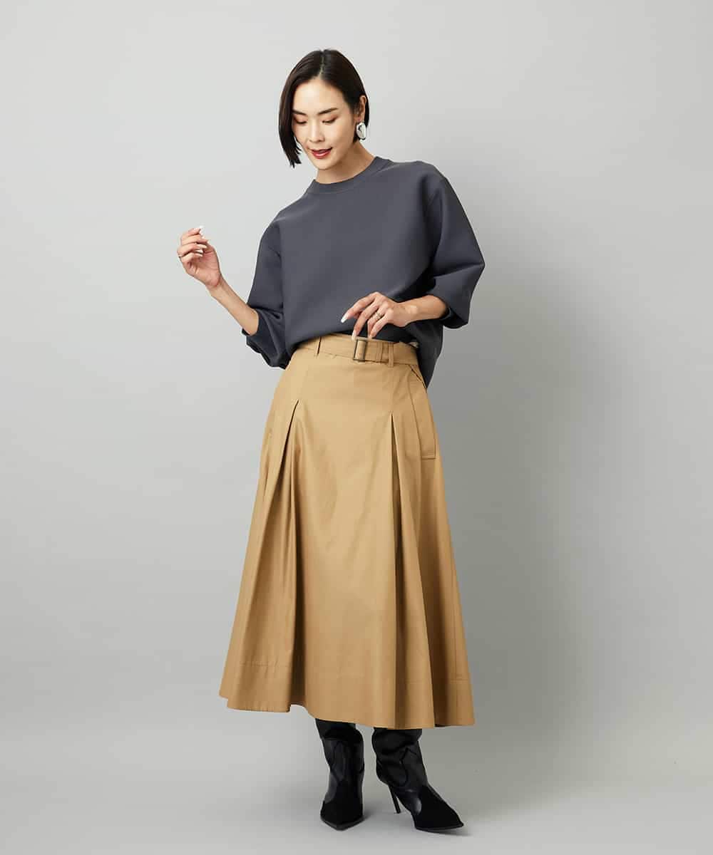 FMHAD19290 MICHEL KLEIN(ミッシェルクラン) [セットアップ対応]ミリタリータックAラインスカート ベージュ