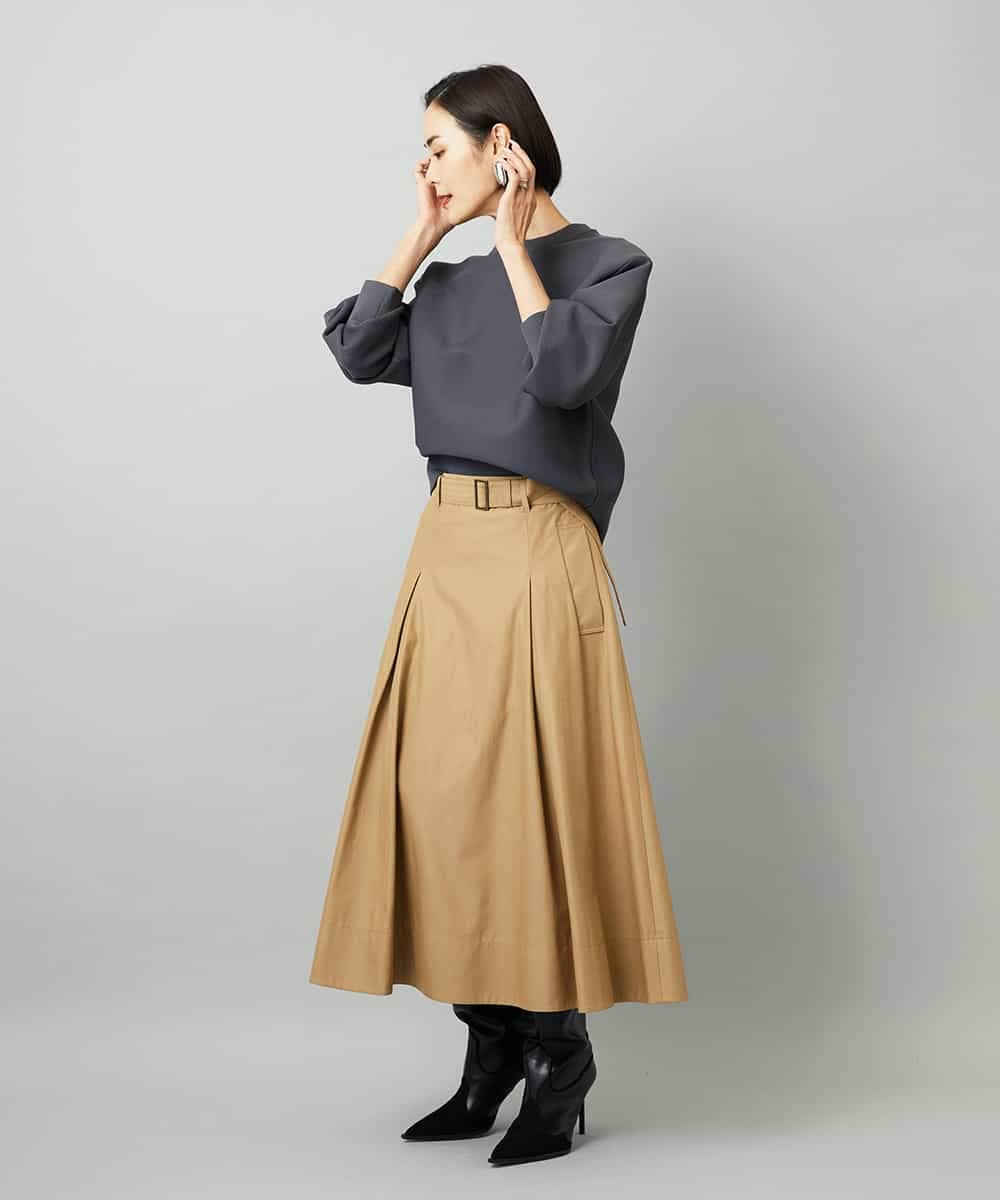 FMHAD19290 MICHEL KLEIN(ミッシェルクラン) [セットアップ対応]ミリタリータックAラインスカート ベージュ