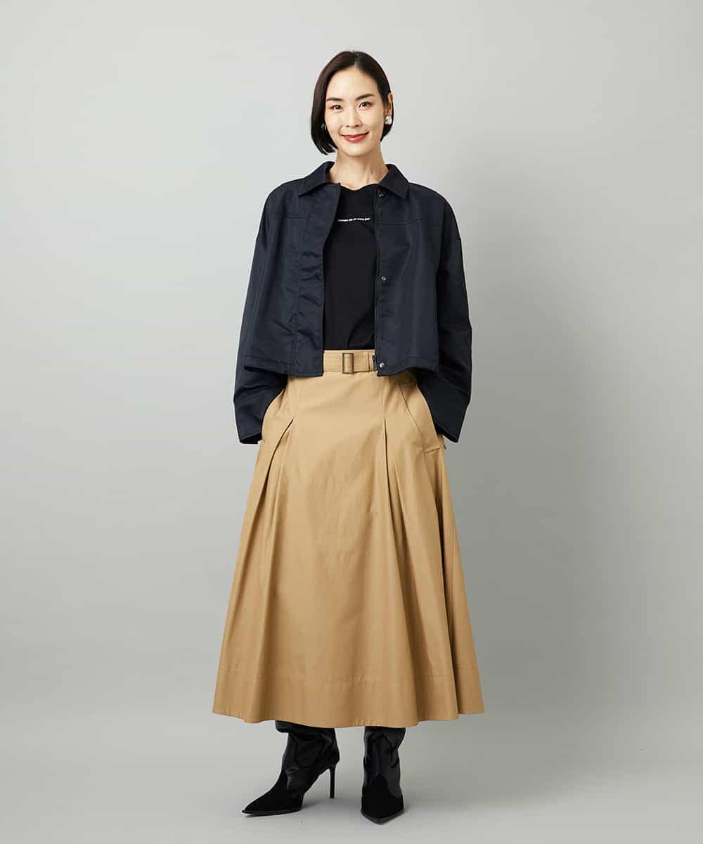 FMHAD19290 MICHEL KLEIN(ミッシェルクラン) [セットアップ対応]ミリタリータックAラインスカート ベージュ