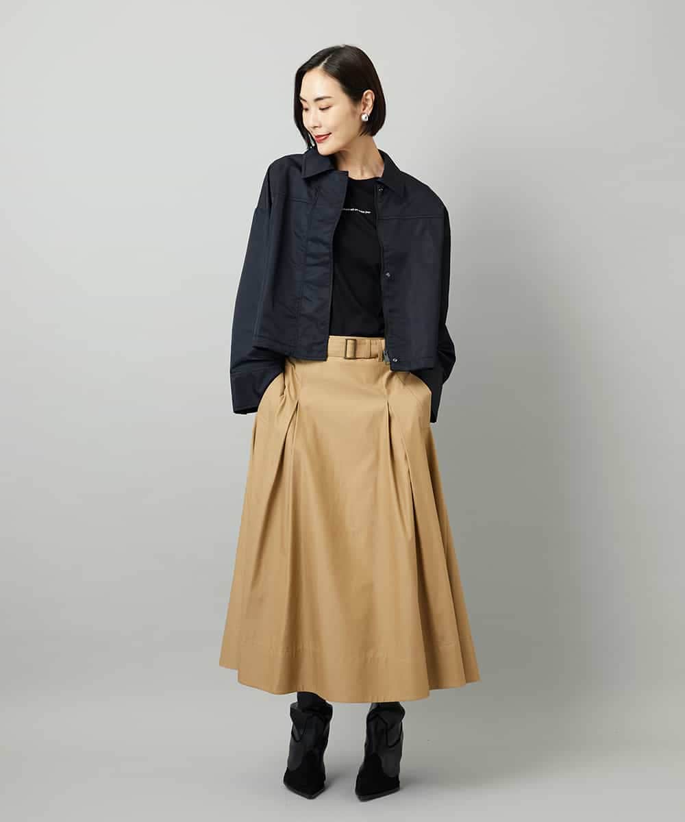 FMHAD19290 MICHEL KLEIN(ミッシェルクラン) [セットアップ対応]ミリタリータックAラインスカート ベージュ