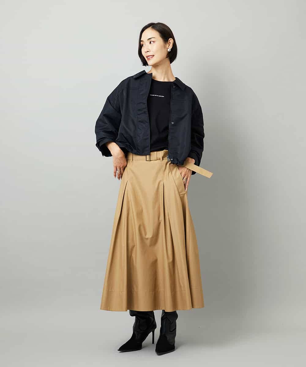 FMHAD19290 MICHEL KLEIN(ミッシェルクラン) [セットアップ対応]ミリタリータックAラインスカート ベージュ