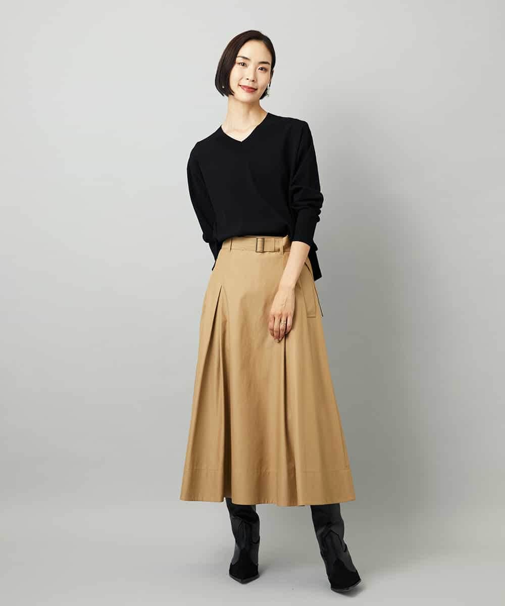 FMHAD19290 MICHEL KLEIN(ミッシェルクラン) [セットアップ対応]ミリタリータックAラインスカート ベージュ