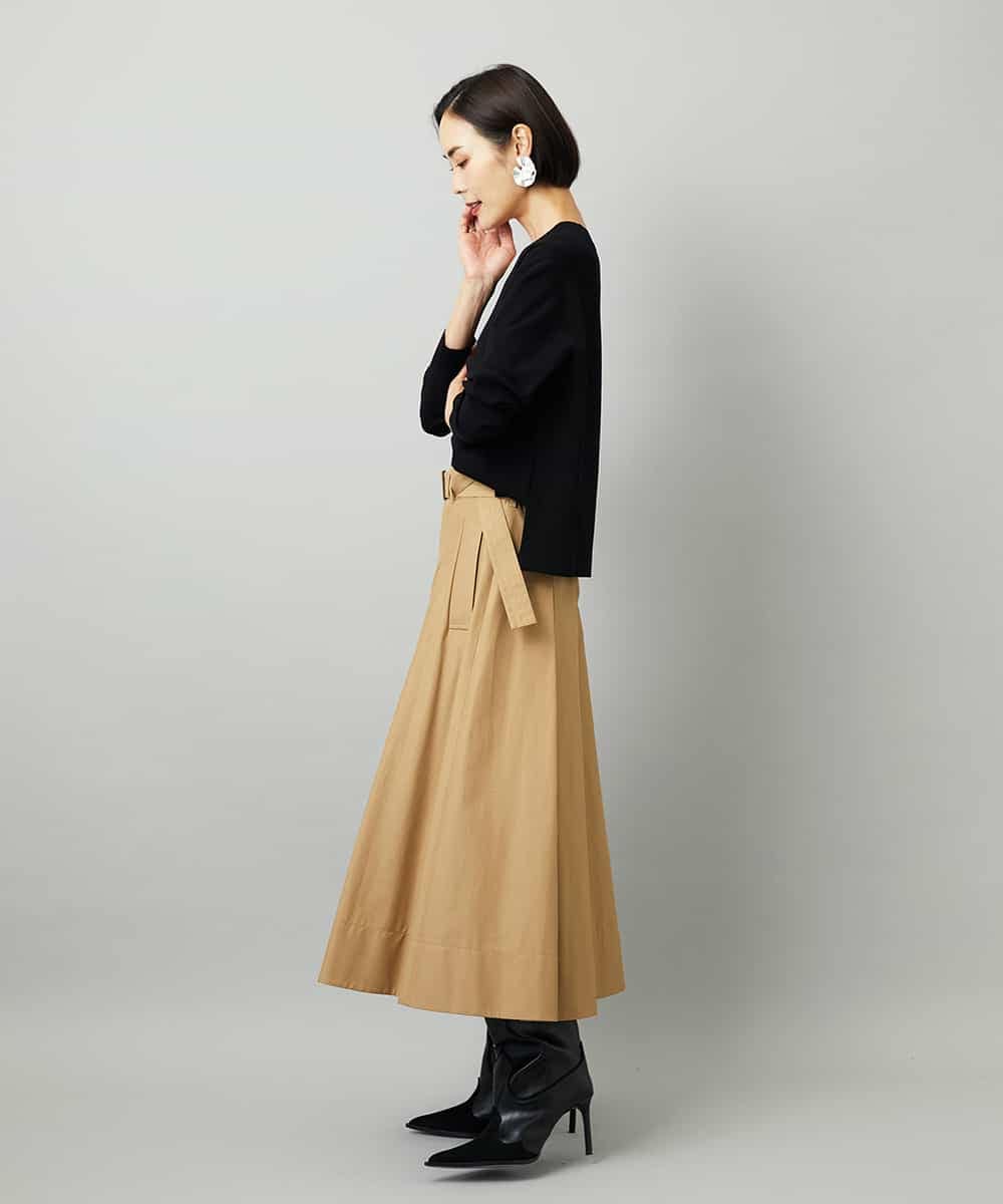 FMHAD19290 MICHEL KLEIN(ミッシェルクラン) [セットアップ対応]ミリタリータックAラインスカート ベージュ