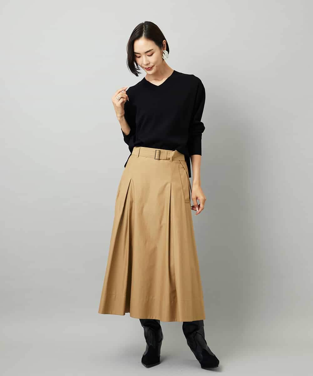 FMHAD19290 MICHEL KLEIN(ミッシェルクラン) [セットアップ対応]ミリタリータックAラインスカート ベージュ