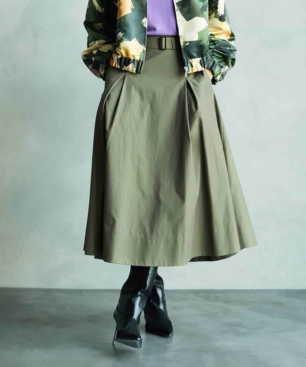 FMHAD19290 MICHEL KLEIN(ミッシェルクラン) [セットアップ対応]ミリタリータックAラインスカート ベージュ