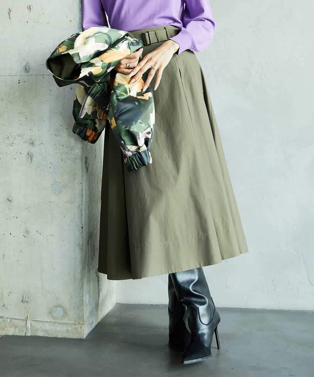 FMHAD19290 MICHEL KLEIN(ミッシェルクラン) [セットアップ対応]ミリタリータックAラインスカート ベージュ