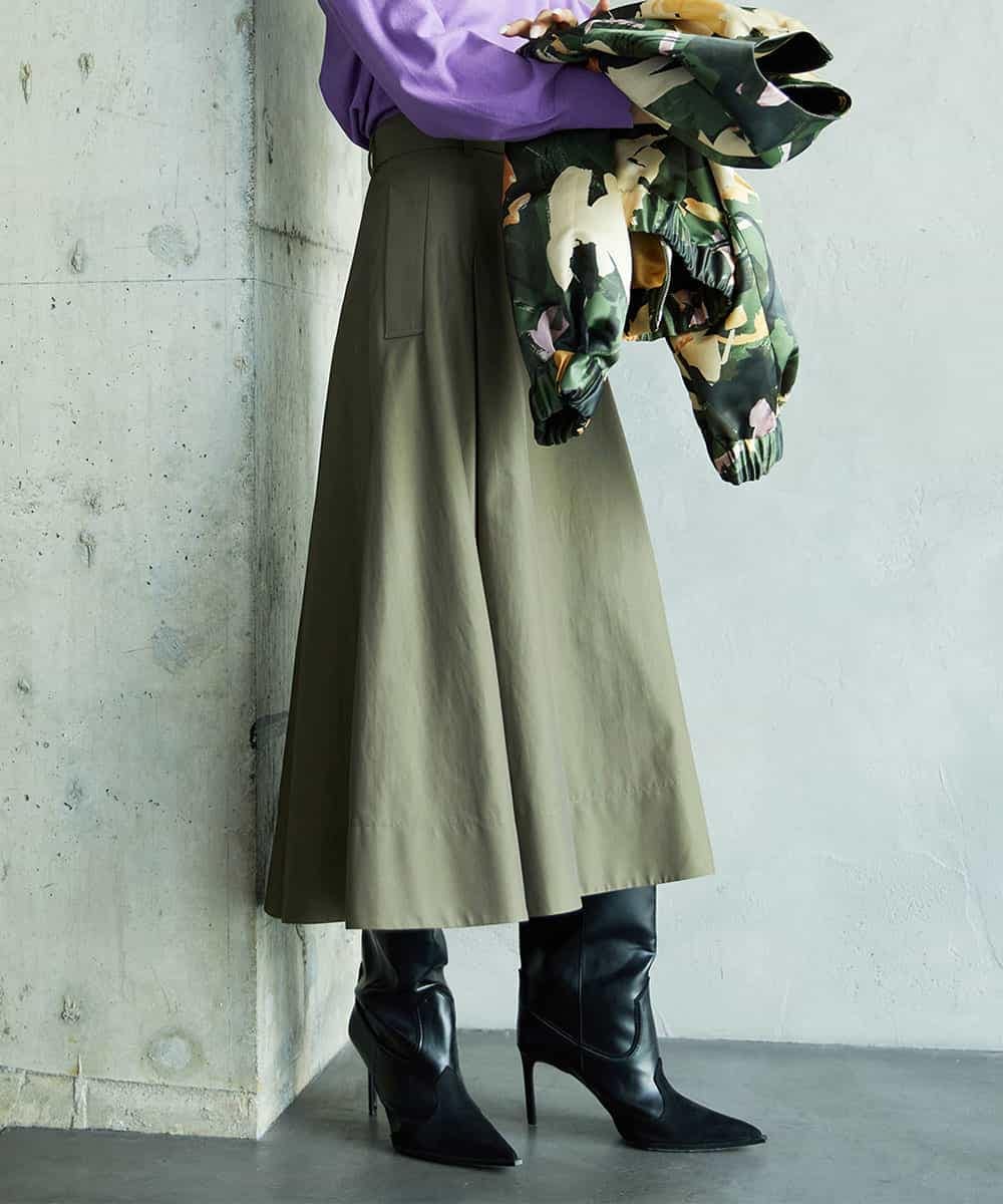 FMHAD19290 MICHEL KLEIN(ミッシェルクラン) [セットアップ対応]ミリタリータックAラインスカート ベージュ