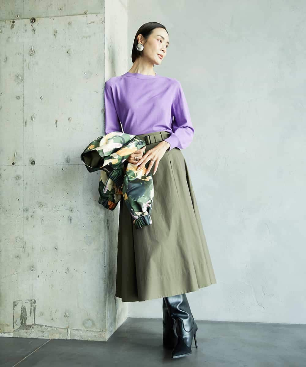 FMHAD19290 MICHEL KLEIN(ミッシェルクラン) [セットアップ対応]ミリタリータックAラインスカート ベージュ