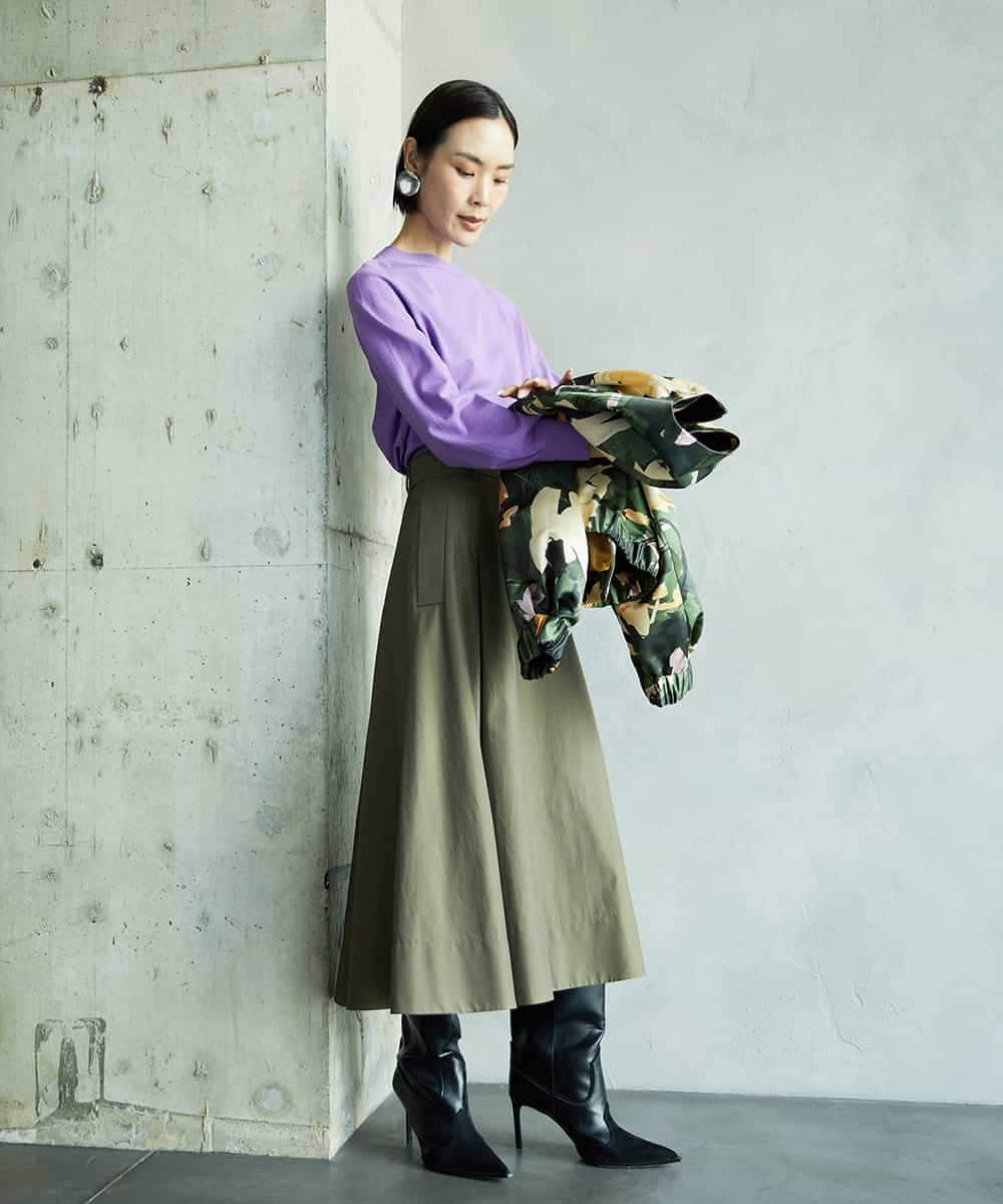 FMHAD19290 MICHEL KLEIN(ミッシェルクラン) [セットアップ対応]ミリタリータックAラインスカート ベージュ