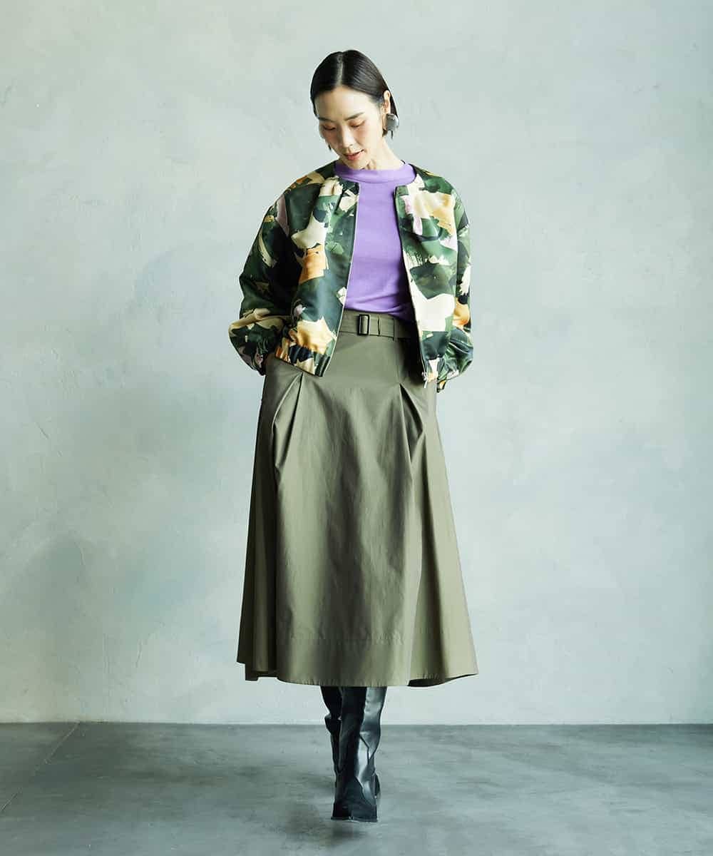 FMHAD19290 MICHEL KLEIN(ミッシェルクラン) [セットアップ対応]ミリタリータックAラインスカート ベージュ