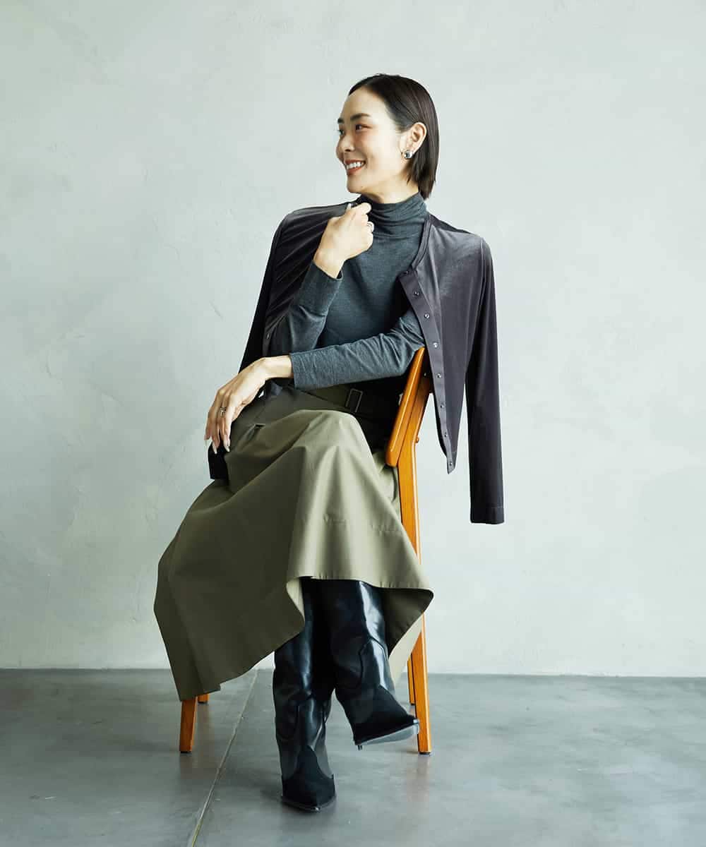 FMHAD19290 MICHEL KLEIN(ミッシェルクラン) [セットアップ対応]ミリタリータックAラインスカート ベージュ