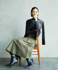 FMHAD19290 MICHEL KLEIN(ミッシェルクラン) [セットアップ対応]ミリタリータックAラインスカート ベージュ