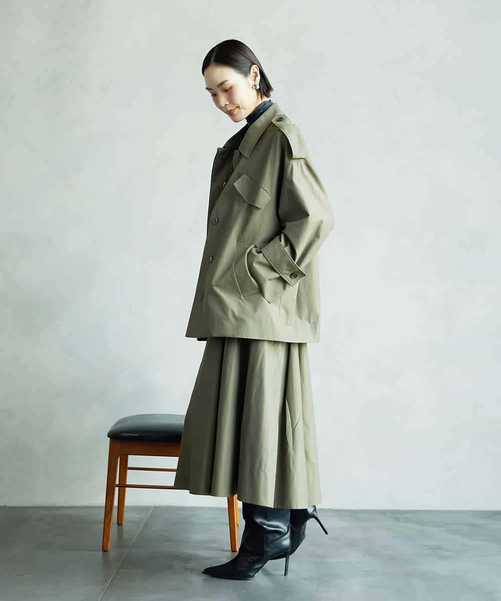 FMHAD19290 MICHEL KLEIN(ミッシェルクラン) [セットアップ対応]ミリタリータックAラインスカート ベージュ