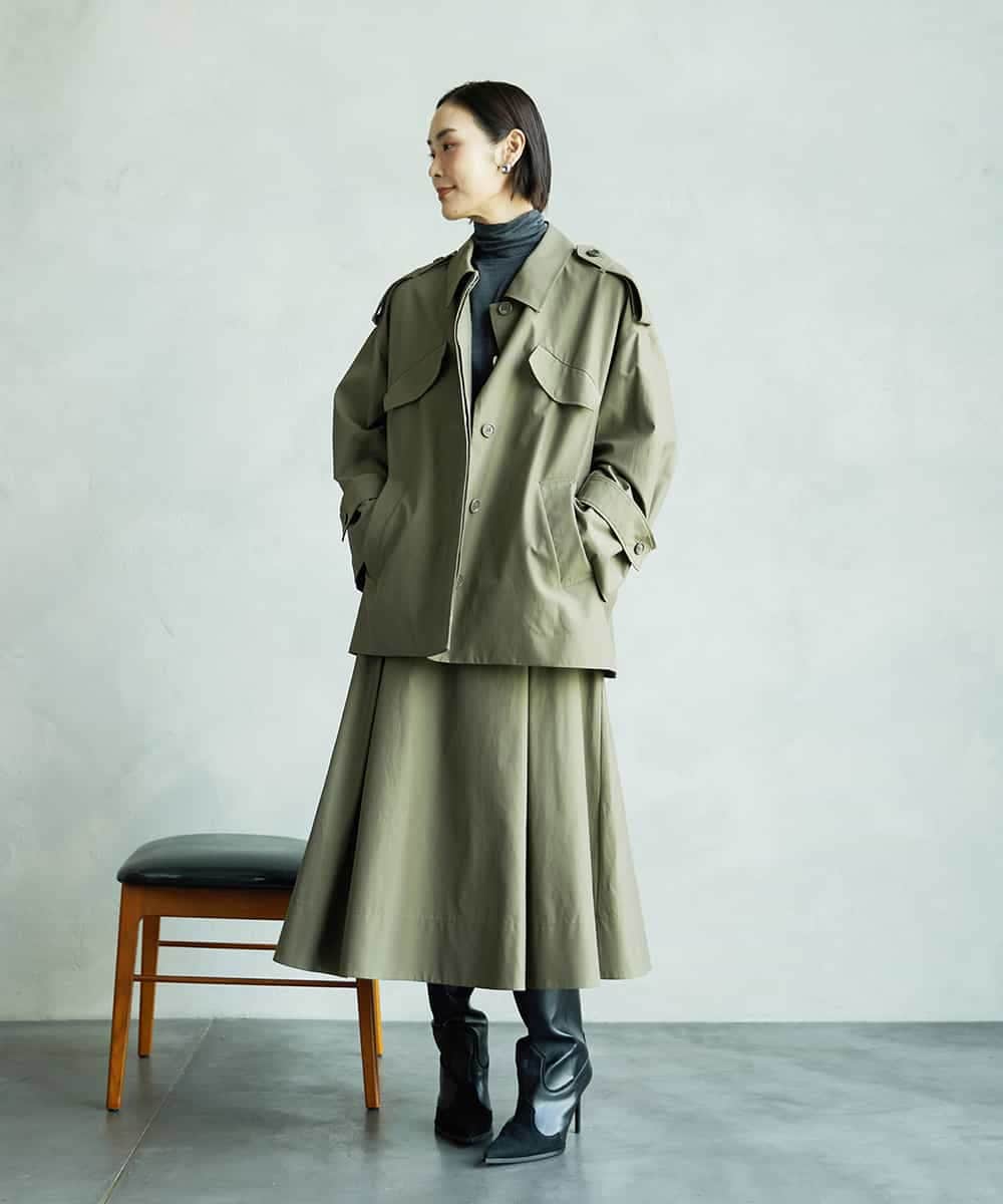 FMHAD19290 MICHEL KLEIN(ミッシェルクラン) [セットアップ対応]ミリタリータックAラインスカート ベージュ