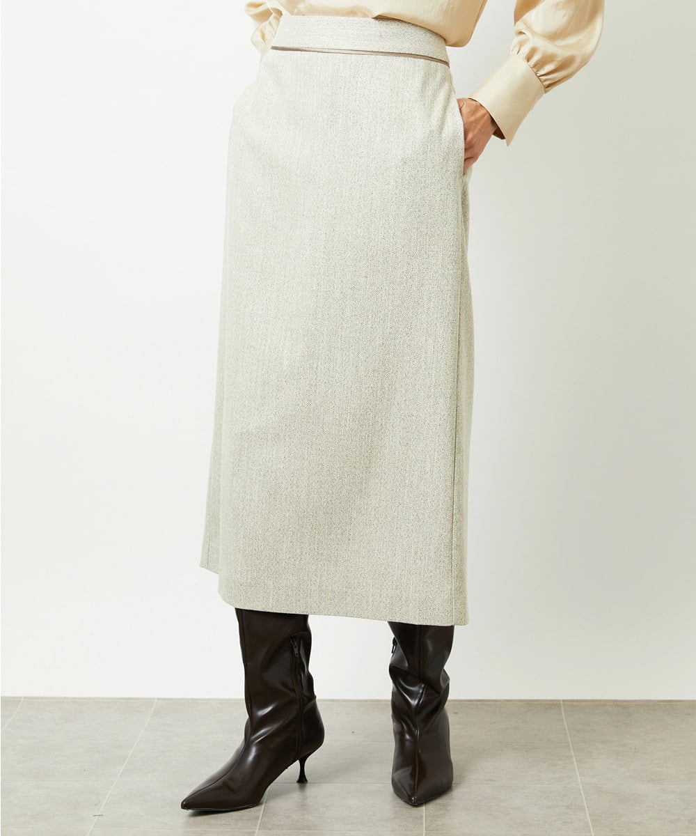 FMHAD22230 MICHEL KLEIN(ミッシェルクラン) ミックスヘリンボーンスカート グレー