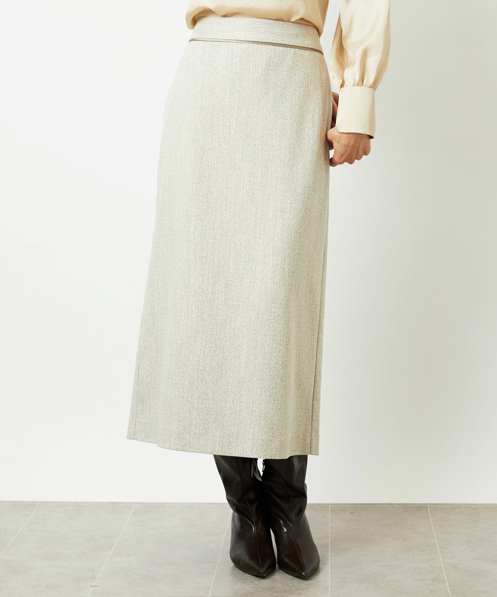 FMHAD22230 MICHEL KLEIN(ミッシェルクラン) ミックスヘリンボーンスカート グレー