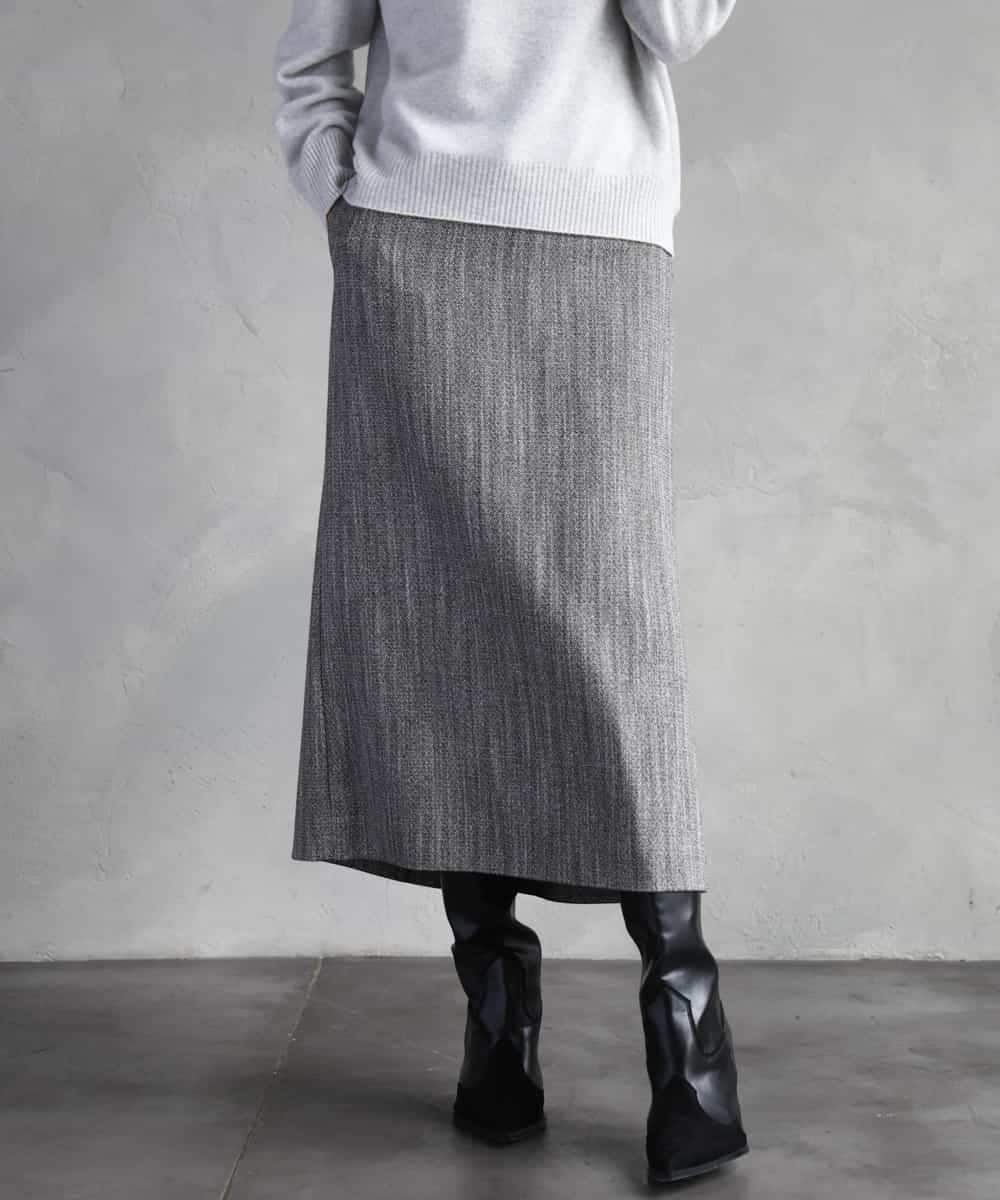 FMHAD22230 MICHEL KLEIN(ミッシェルクラン) ミックスヘリンボーンスカート グレー