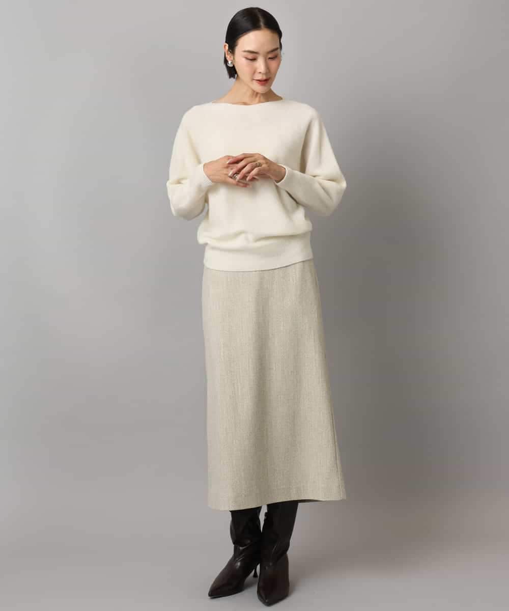 FMHAD22230 MICHEL KLEIN(ミッシェルクラン) ミックスヘリンボーンスカート グレー