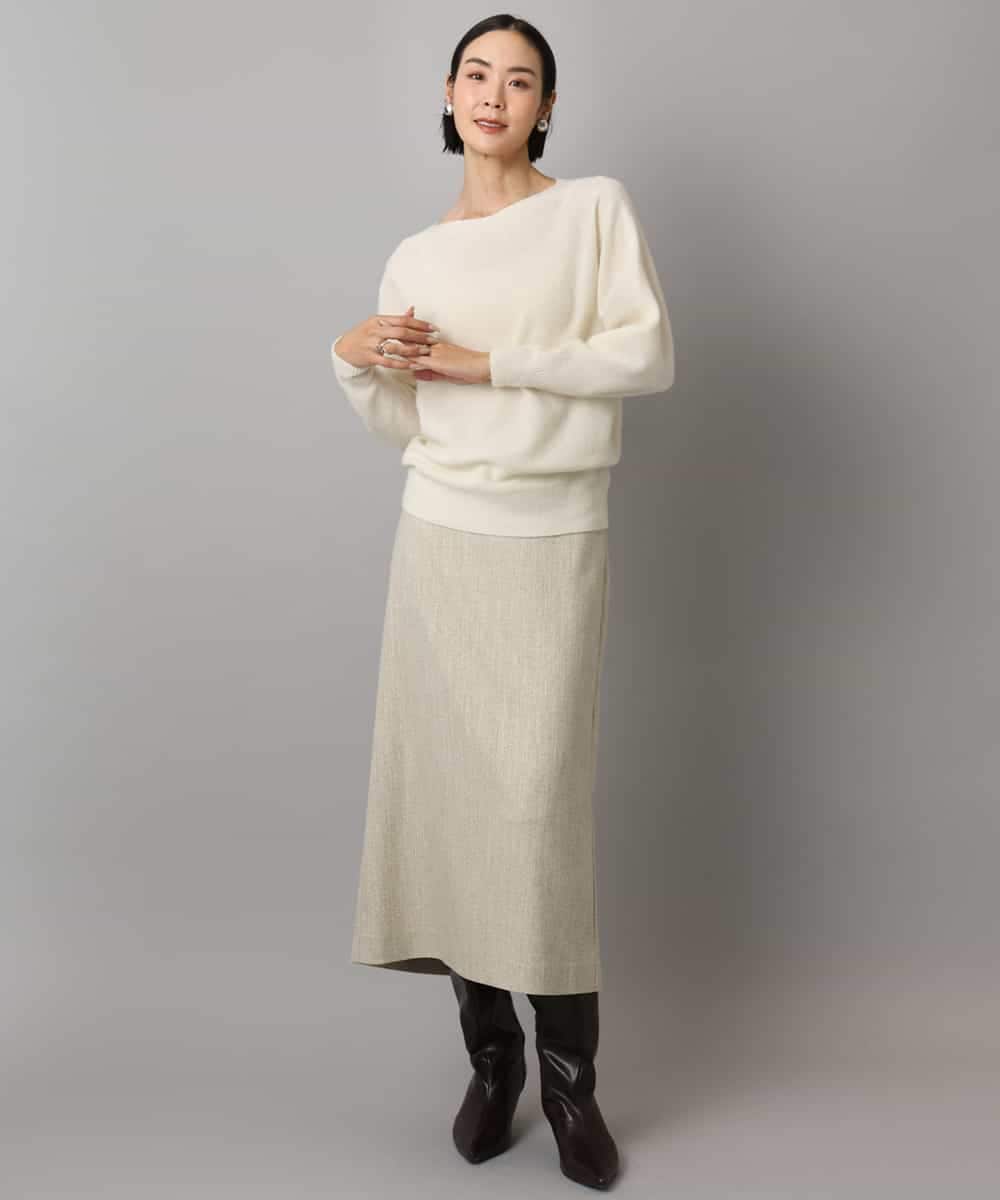 FMHAD22230 MICHEL KLEIN(ミッシェルクラン) ミックスヘリンボーンスカート グレー