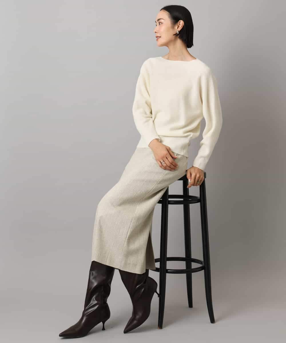 FMHAD22230 MICHEL KLEIN(ミッシェルクラン) ミックスヘリンボーンスカート グレー