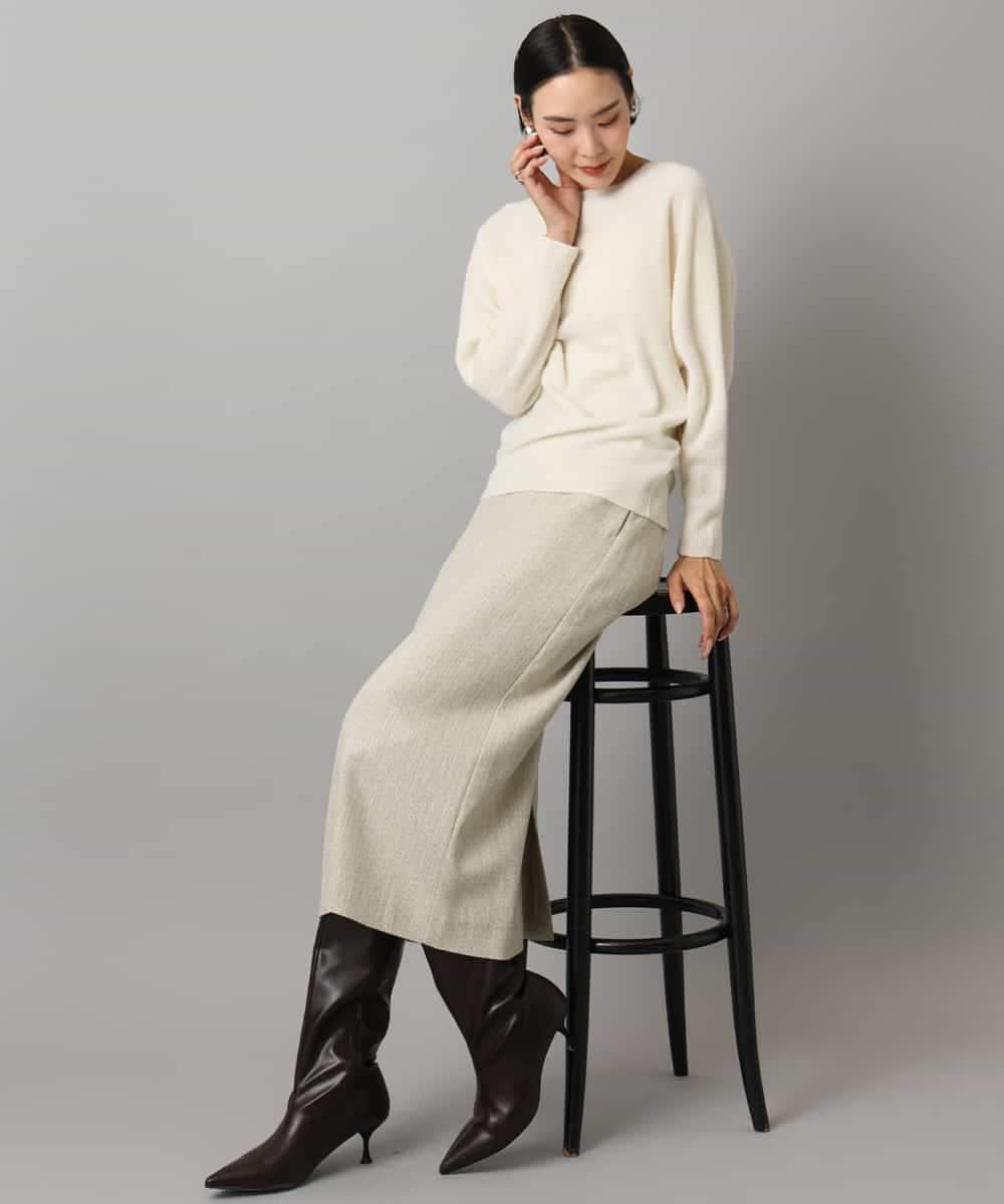 FMHAD22230 MICHEL KLEIN(ミッシェルクラン) ミックスヘリンボーンスカート グレー