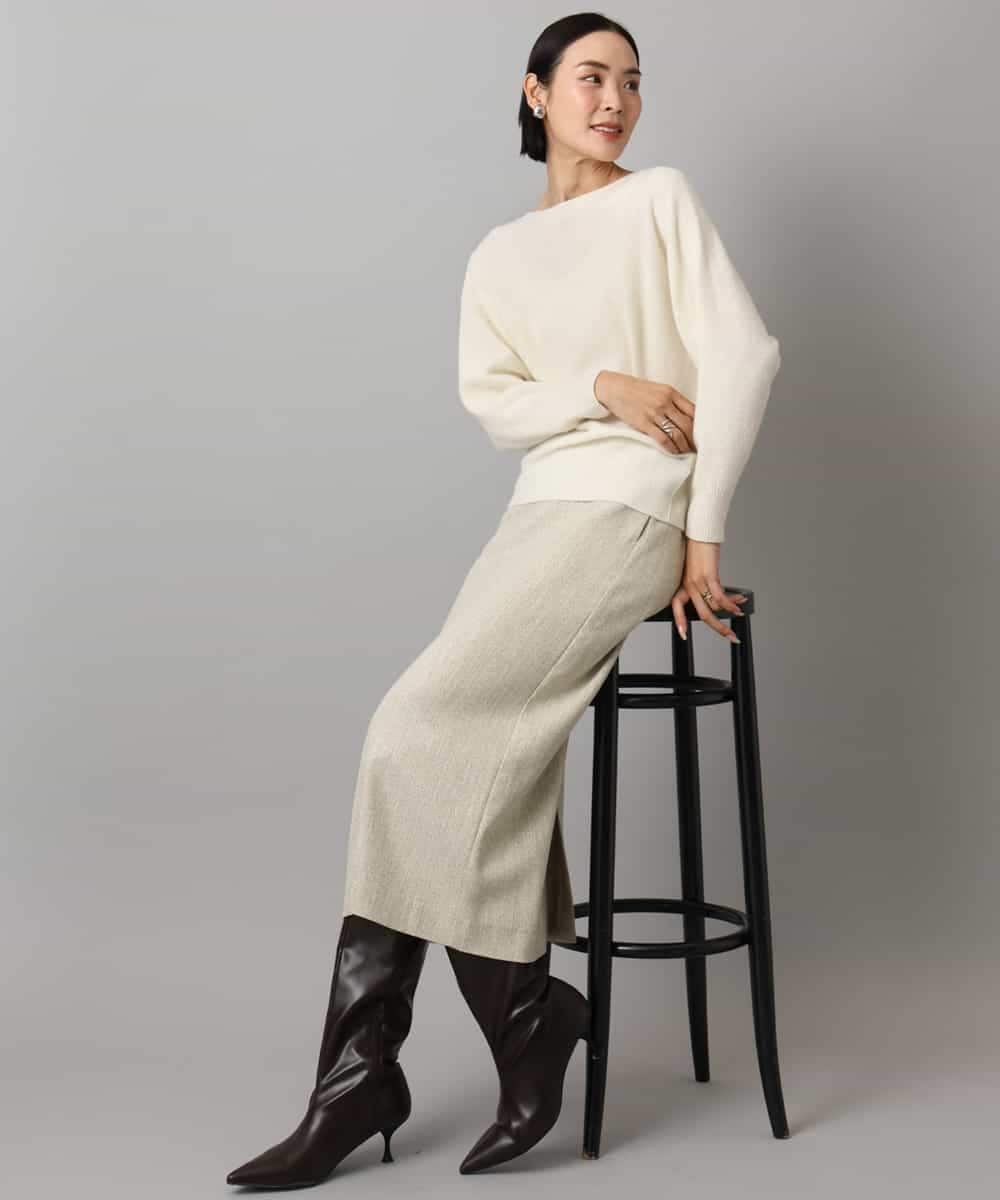 FMHAD22230 MICHEL KLEIN(ミッシェルクラン) ミックスヘリンボーンスカート グレー