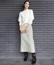 FMHAD22230 MICHEL KLEIN(ミッシェルクラン) ミックスヘリンボーンスカート グレー