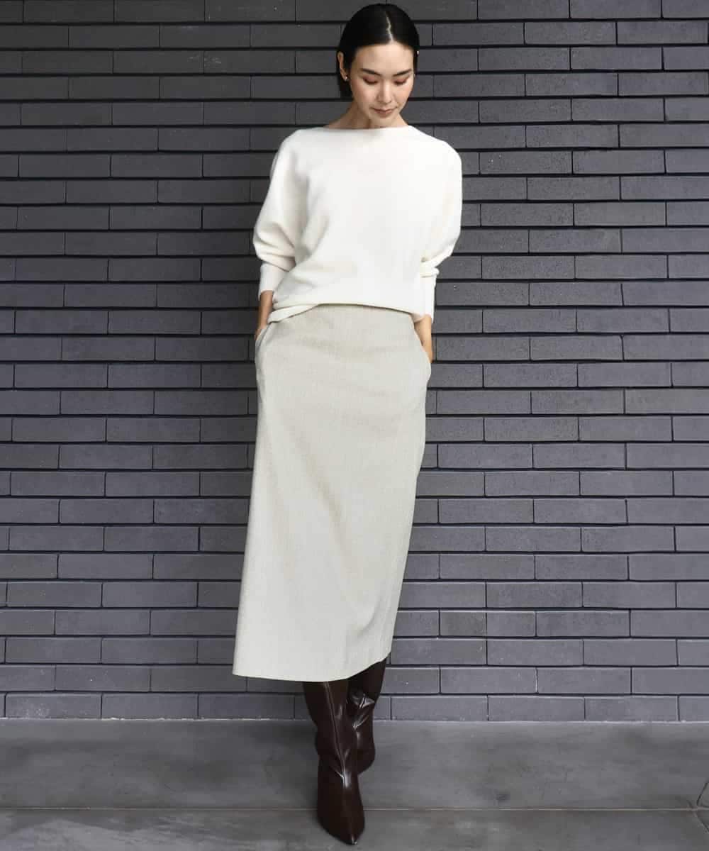 FMHAD22230 MICHEL KLEIN(ミッシェルクラン) ミックスヘリンボーンスカート グレー