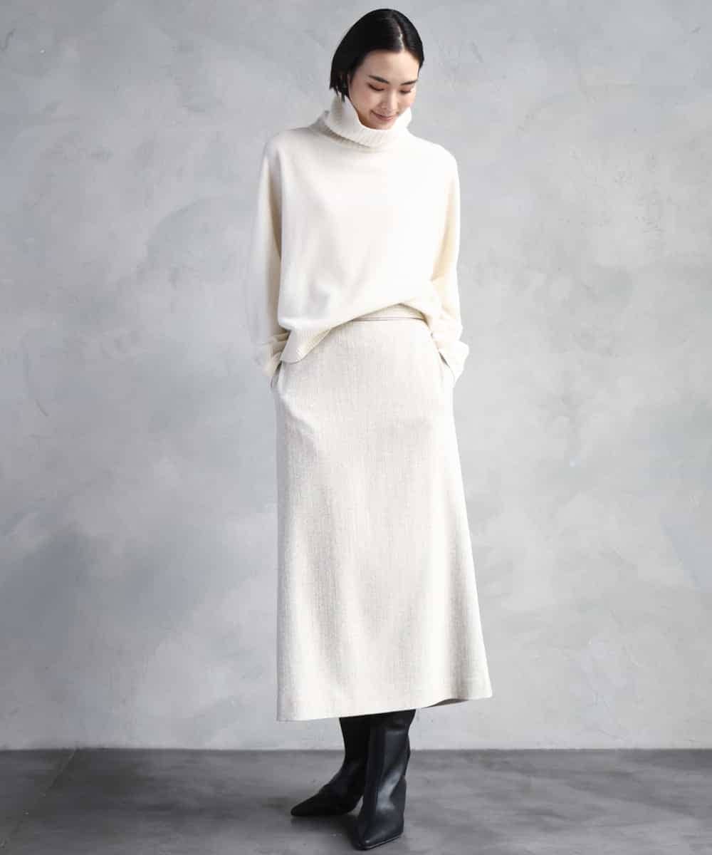 FMHAD22230 MICHEL KLEIN(ミッシェルクラン) ミックスヘリンボーンスカート グレー