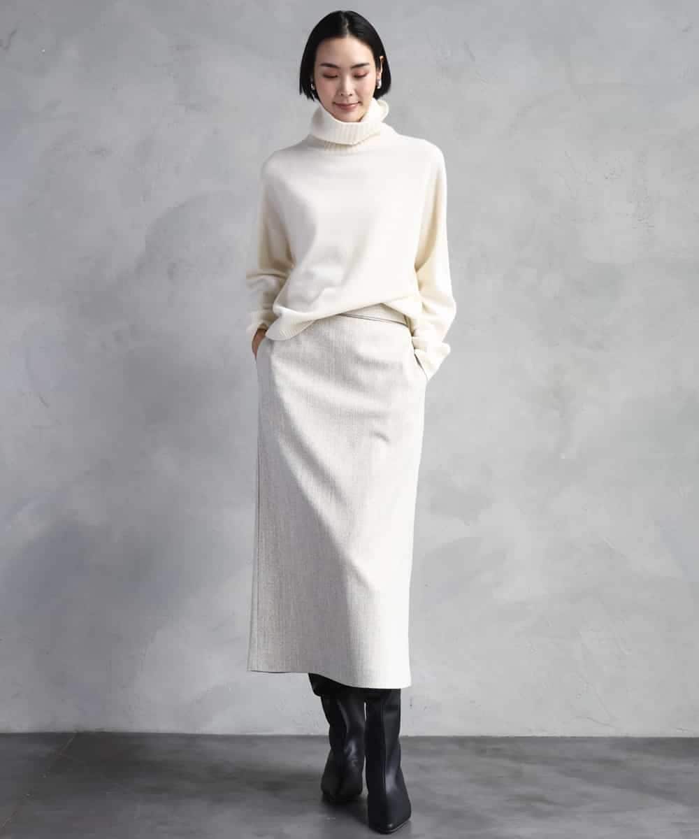 FMHAD22230 MICHEL KLEIN(ミッシェルクラン) ミックスヘリンボーンスカート グレー