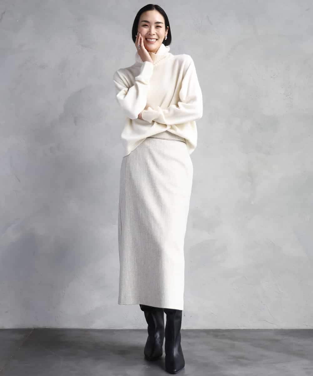 FMHAD22230 MICHEL KLEIN(ミッシェルクラン) ミックスヘリンボーンスカート グレー