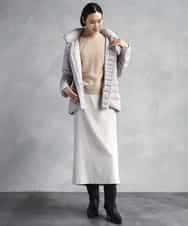 FMHAD22230 MICHEL KLEIN(ミッシェルクラン) ミックスヘリンボーンスカート グレー