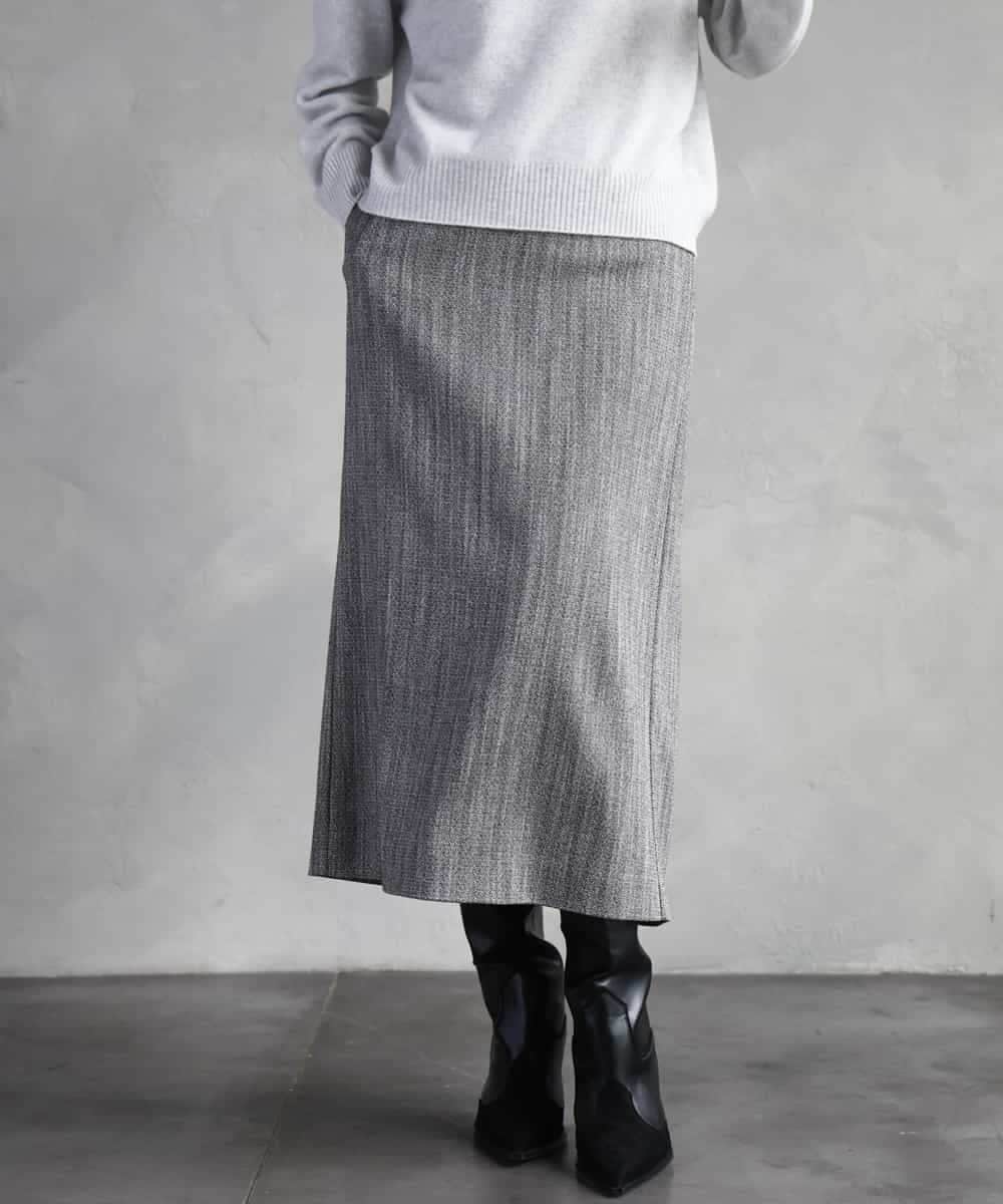 FMHAD22230 MICHEL KLEIN(ミッシェルクラン) ミックスヘリンボーンスカート グレー