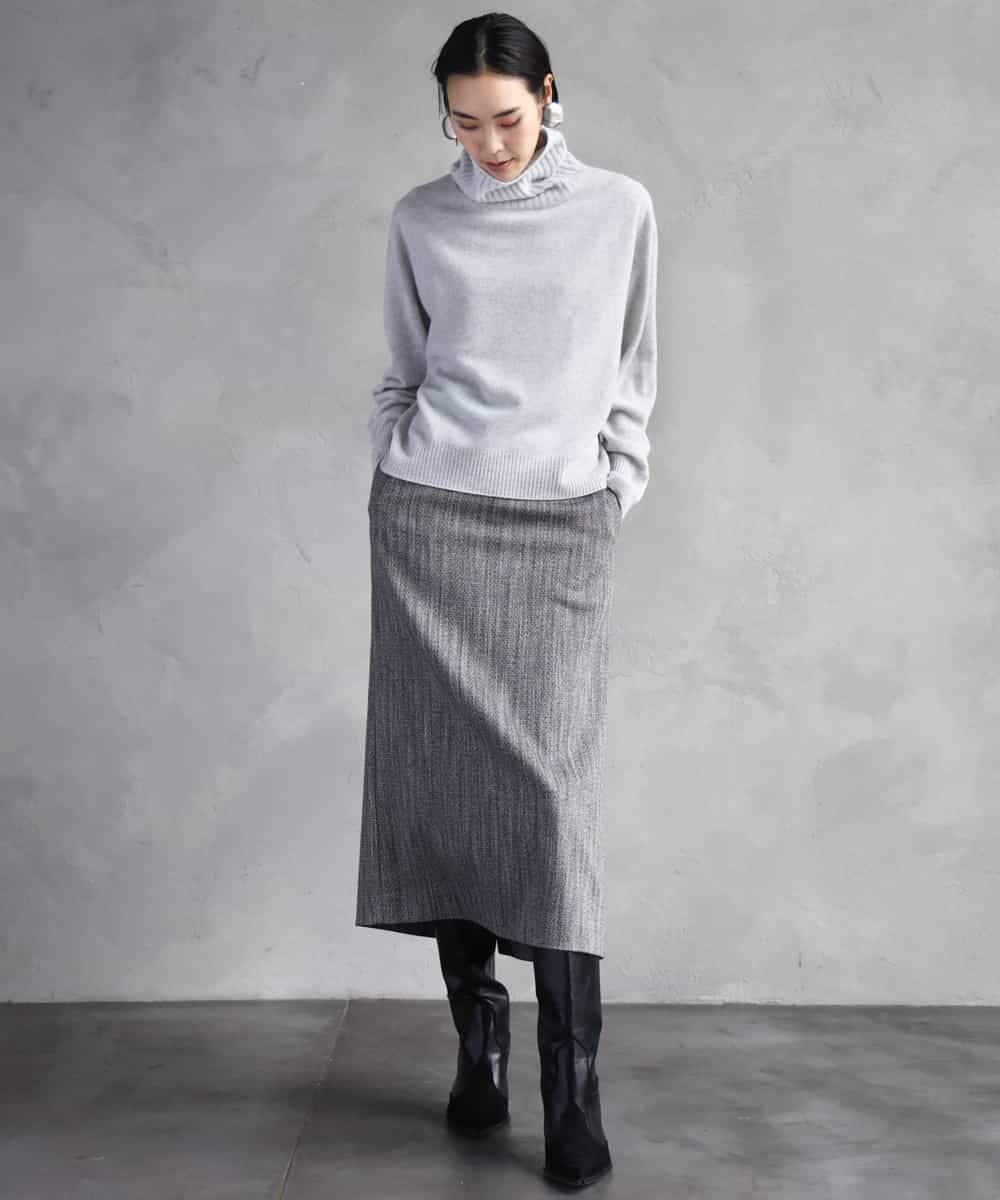 FMHAD22230 MICHEL KLEIN(ミッシェルクラン) ミックスヘリンボーンスカート グレー