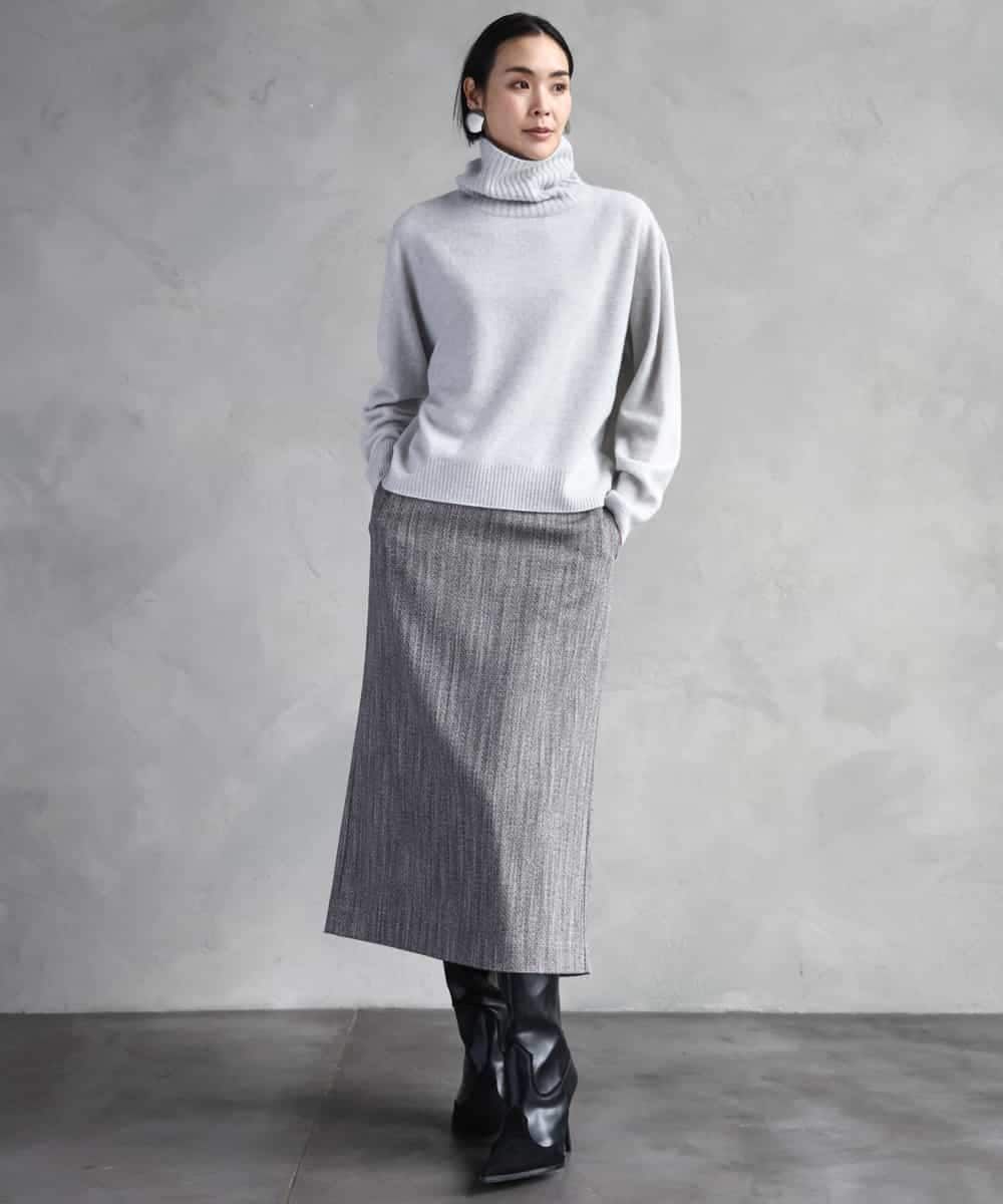 FMHAD22230 MICHEL KLEIN(ミッシェルクラン) ミックスヘリンボーンスカート グレー